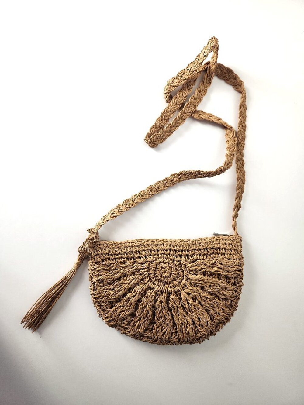 Cute Small Straw Crossbody Bag Purse with tassel Woven Boho Beach